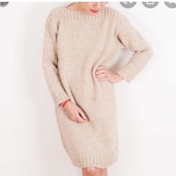 Babaa Chunky Knit Wool Alpaca‎ Sweater Dress Beige - Picture 1 of 8